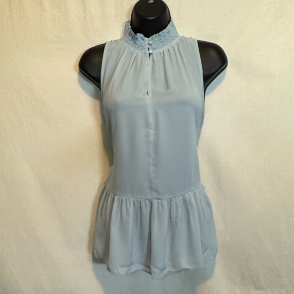 Ann Taylor Tops - G-186 Ann Taylor Blue Ruffle Bottom Sleeveless Pullover Summer Blouse Size S